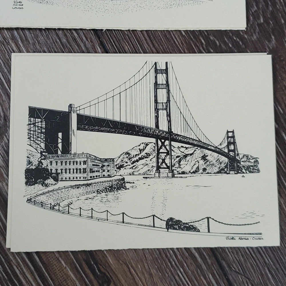 Artist Scenes San Francisco Golden Gate Bridge blank Greeting Note card set